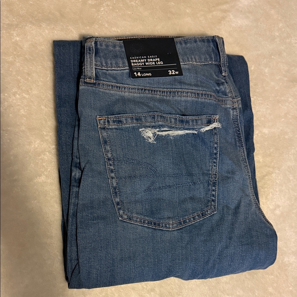 American Eagle Dreamy Drape Baggy Wide Leg Low Rise Stretch